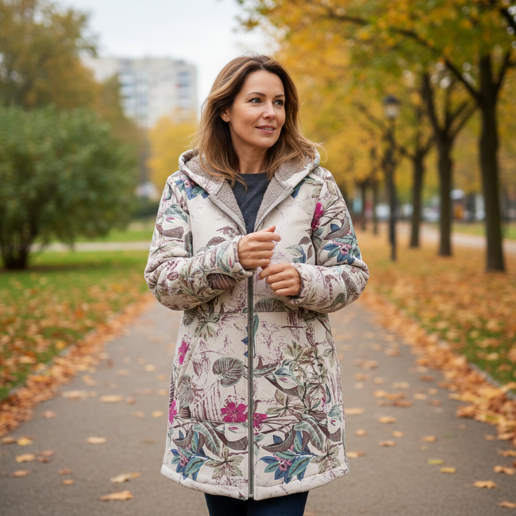 Mechi | Women's Hooded Floral Print Jacket - Lightweight Casual Windbreaker & Fall Raincoat