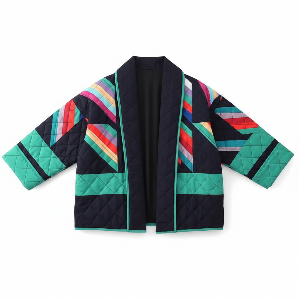 Sephira | Women's Geometric Print Pattern Jacket - Casual Zip-Up Bomber & Lightweight Fall Coat