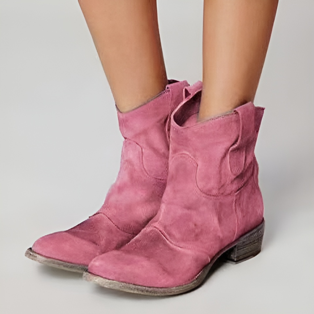 Inspire | Women's Low Heel Slip-On Boots - Casual Ankle Booties