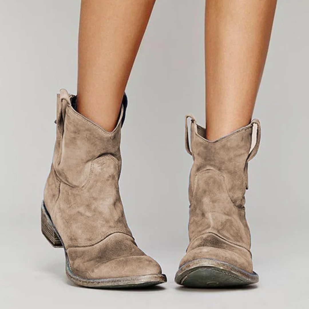 Inspire | Women's Low Heel Slip-On Boots - Casual Ankle Booties