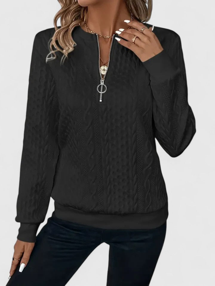 Amore | Women’s Sweater | Front Zip Cable Pattern