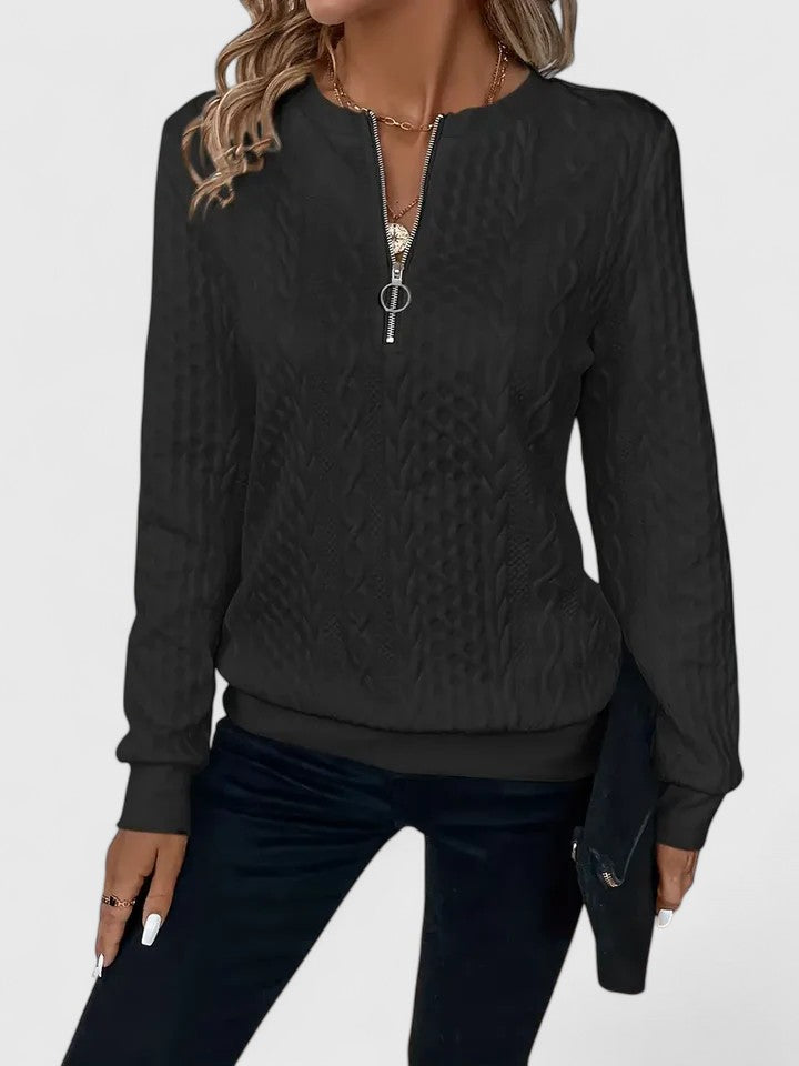 Amore | Women’s Sweater | Front Zip Cable Pattern