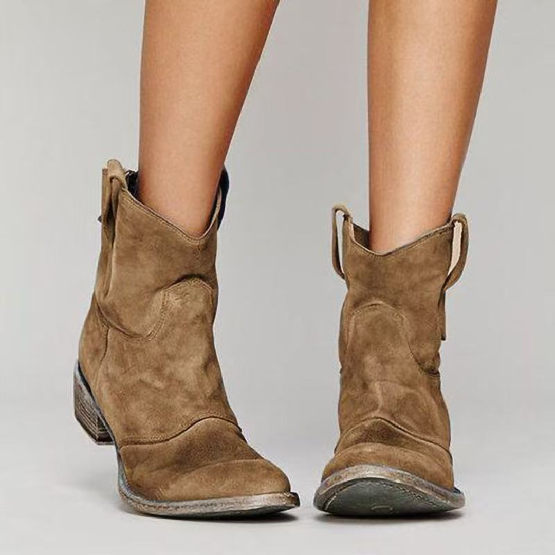 Inspire | Women's Low Heel Slip-On Boots - Casual Ankle Booties