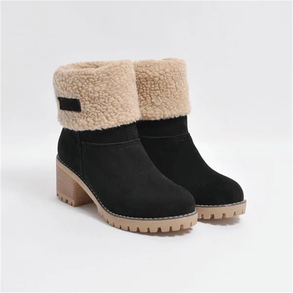 Solis | Boots for Women | Faux Shearling Cuff Ankle Style Black