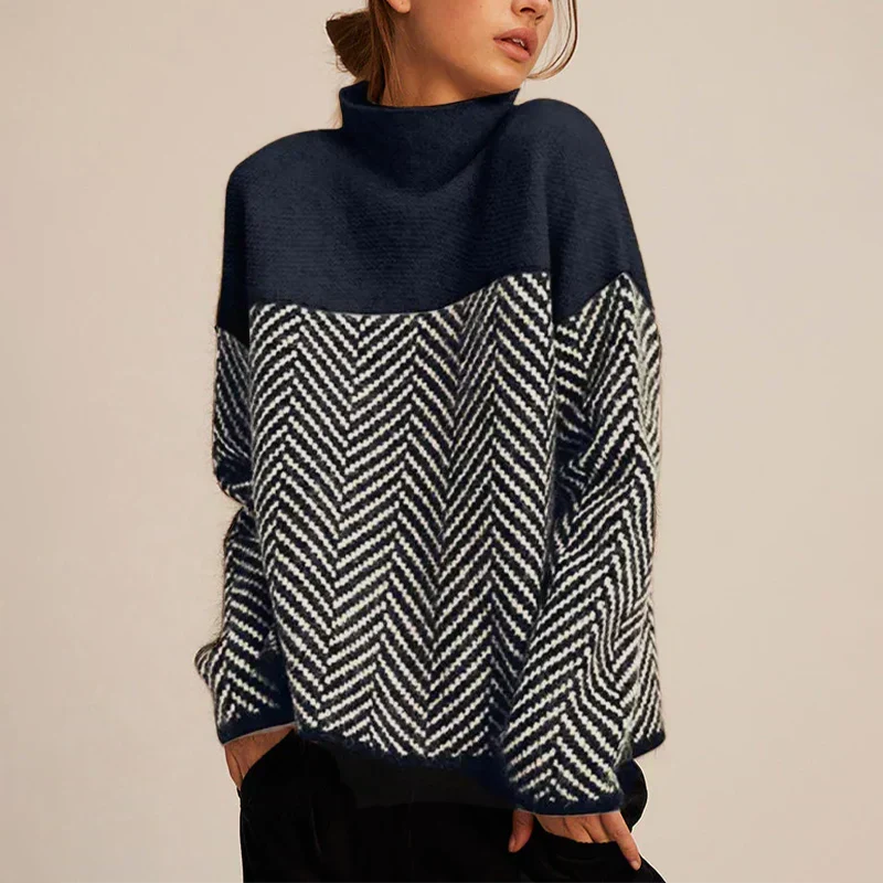 Chāme | Women's Contrast Panel Sweater - Long Sleeve Colorblock Pullover