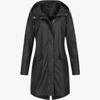 Amore | Women’s Long Breathable Rain Jacket with Lining and Pockets Black