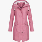 Amore | Women’s Long Breathable Rain Jacket with Lining and Pockets Pink