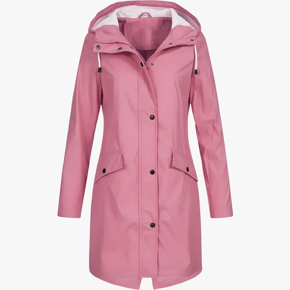 Amore | Women’s Long Breathable Rain Jacket with Lining and Pockets Pink