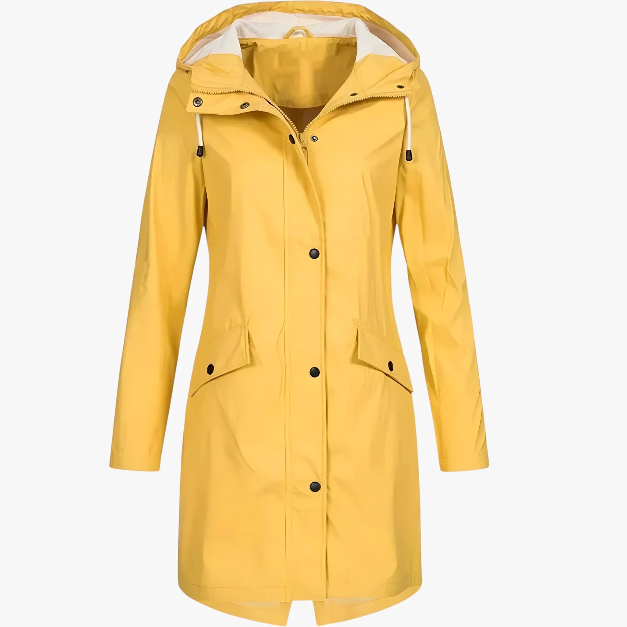 Amore | Women’s Long Breathable Rain Jacket with Lining and Pockets Yellow