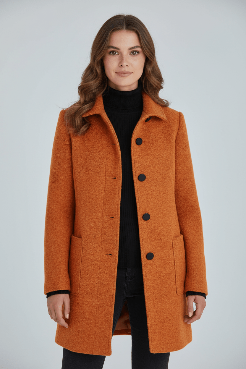 Zahara | Women's Faux Wool Tailored Overcoat - Classic Notch Lapel Trench Coat & Long Winter Jacket