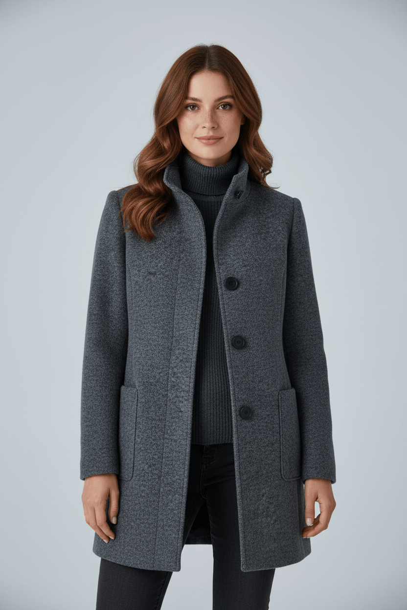 Zahara | Women's Faux Wool Tailored Overcoat - Classic Notch Lapel Trench Coat & Long Winter Jacket