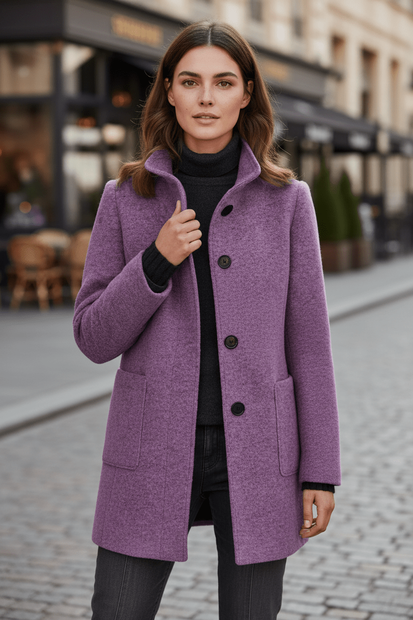 Zahara | Women's Faux Wool Tailored Overcoat - Classic Notch Lapel Trench Coat & Long Winter Jacket