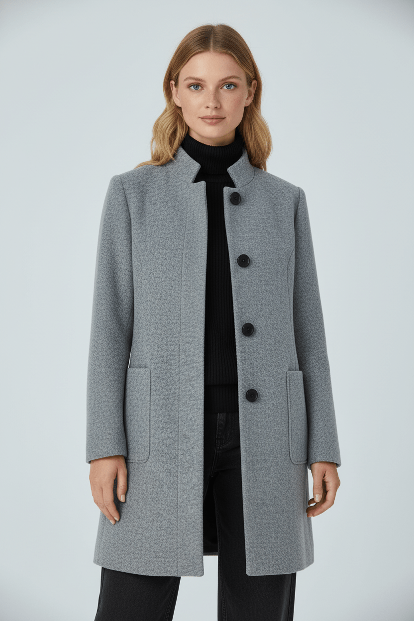 Zahara | Women's Faux Wool Tailored Overcoat - Classic Notch Lapel Trench Coat & Long Winter Jacket