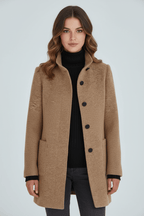 Zahara | Women's Faux Wool Tailored Overcoat - Classic Notch Lapel Trench Coat & Long Winter Jacket