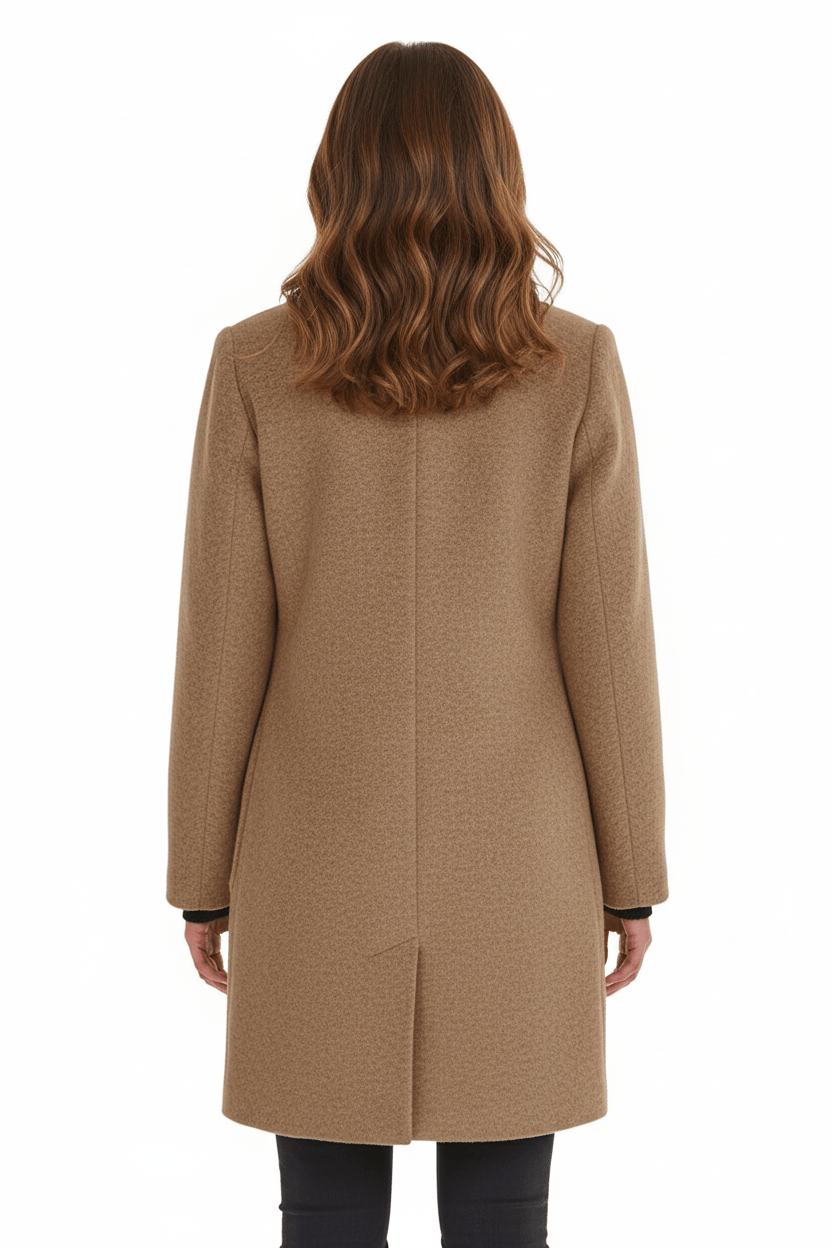 Zahara | Women's Faux Wool Tailored Overcoat - Classic Notch Lapel Trench Coat & Long Winter Jacket