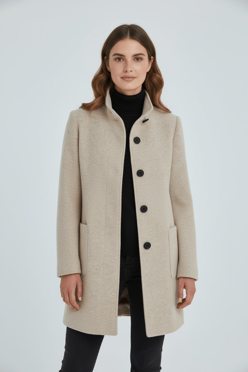 Zahara | Women's Faux Wool Tailored Overcoat - Classic Notch Lapel Trench Coat & Long Winter Jacket