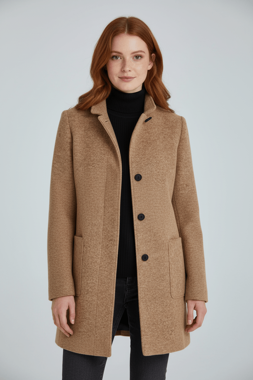 Zahara | Women's Faux Wool Tailored Overcoat - Classic Notch Lapel Trench Coat & Long Winter Jacket