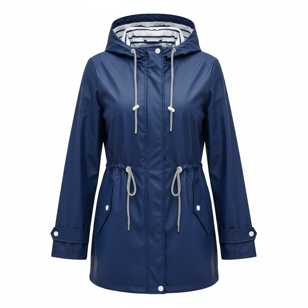 Damaris | Women's Waist Adjustable Drawstring Jacket - Lightweight Utility Parka & Cargo Anorak Coat