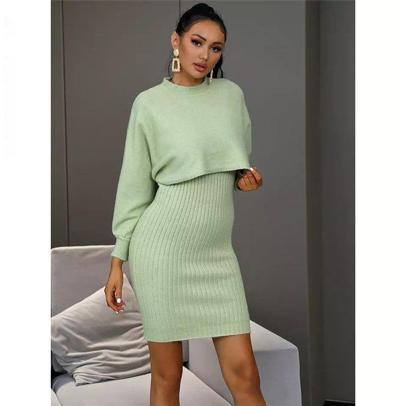 Maternity Set – Stretchy Maternity Dress & Sweater Set for Expecting Mothers, Pregnancy Outfit, One Size – Luna