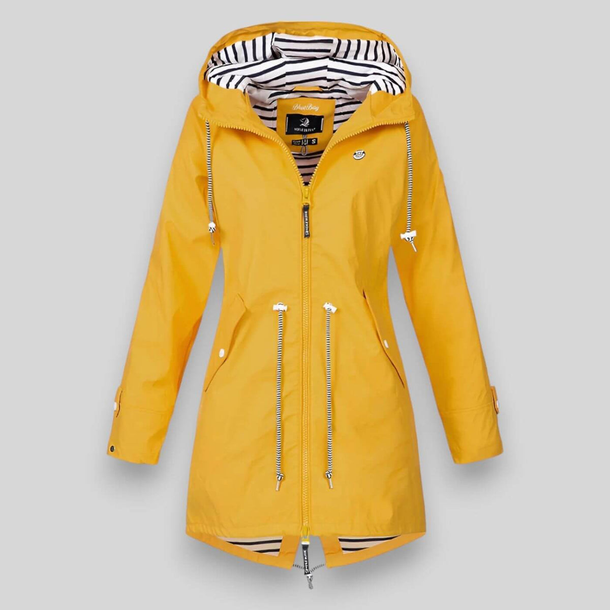Damaris | Women's Waist Adjustable Drawstring Jacket - Lightweight Utility Parka & Cargo Anorak Coat
