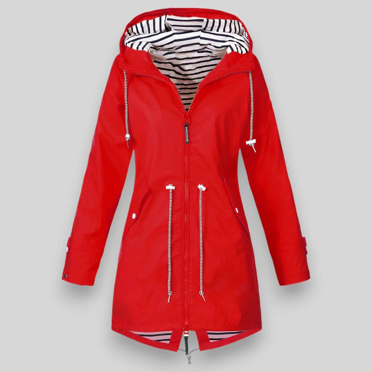 Damaris | Women's Waist Adjustable Drawstring Jacket - Lightweight Utility Parka & Cargo Anorak Coat