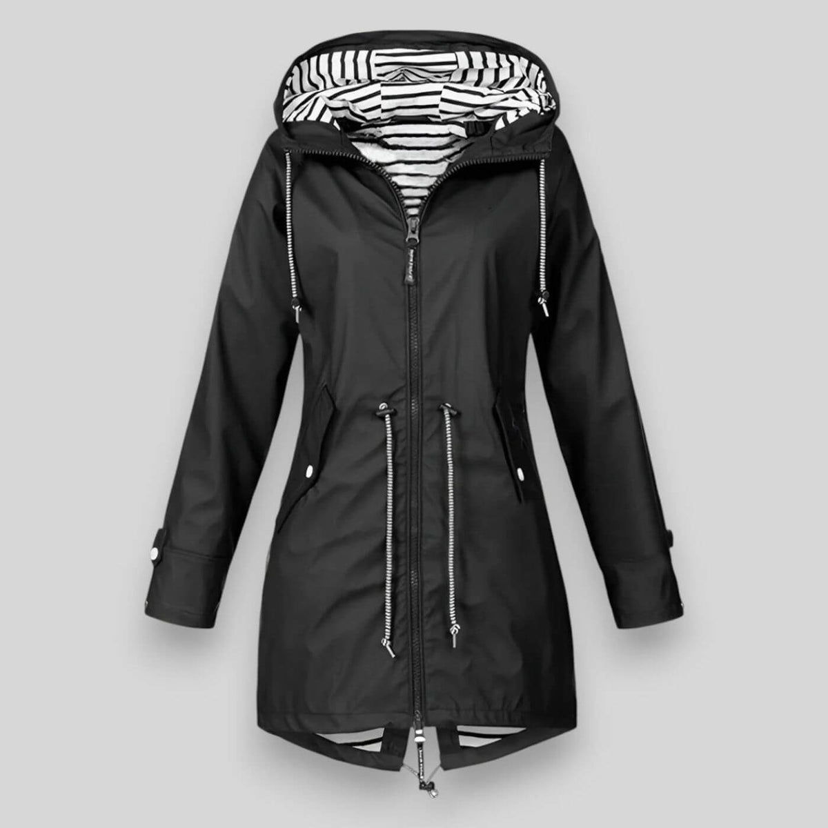 Damaris | Women's Waist Adjustable Drawstring Jacket - Lightweight Utility Parka & Cargo Anorak Coat