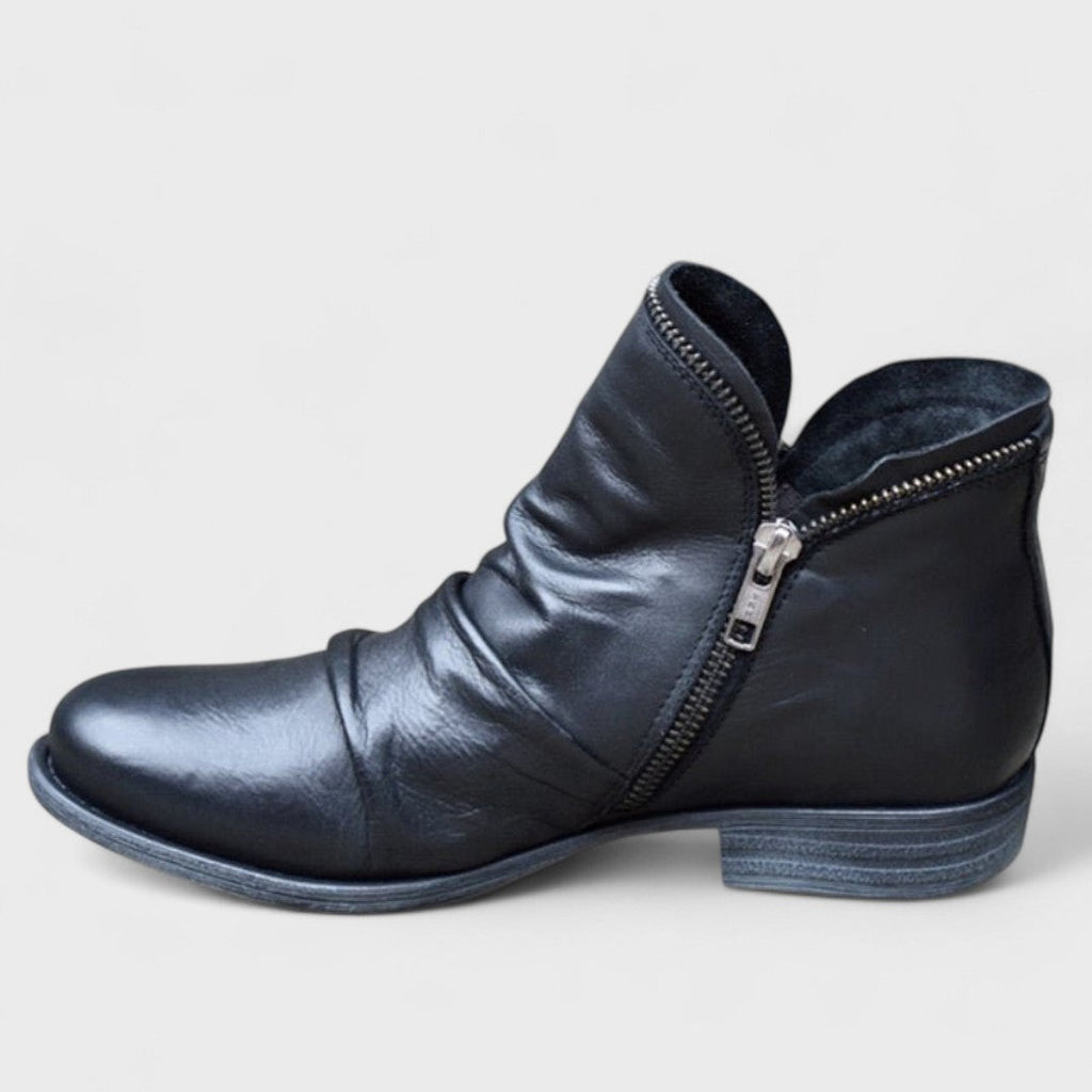 Damaris | Women's Side Zip Ankle Boots - Low Heel Booties