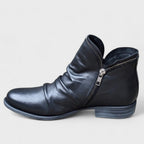 Damaris | Women's Side Zip Ankle Boots - Low Heel Booties