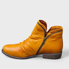 Damaris | Women's Side Zip Ankle Boots - Low Heel Booties