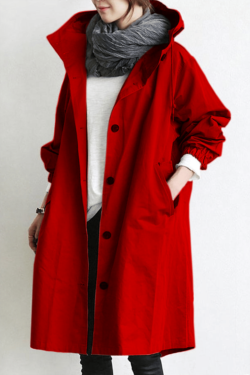 Bersh | Comfortable Waterproof Trench Coat with Hood Red