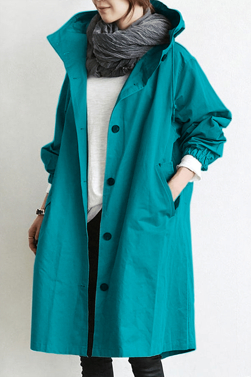 Bersh | Comfortable Waterproof Trench Coat with Hood Turquoise