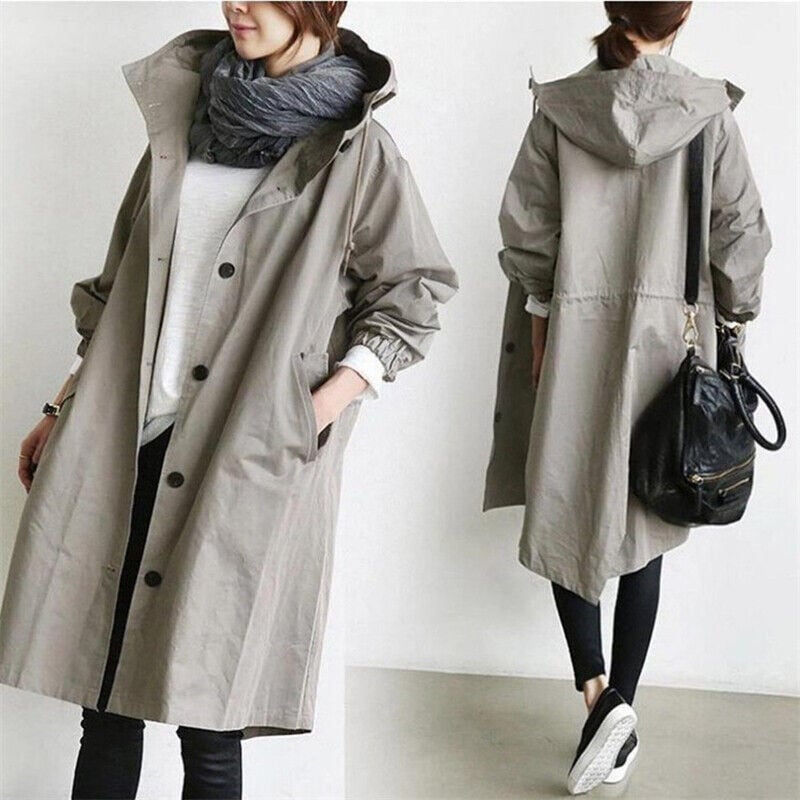 Bersh | Comfortable Waterproof Trench Coat with Hood Apricot