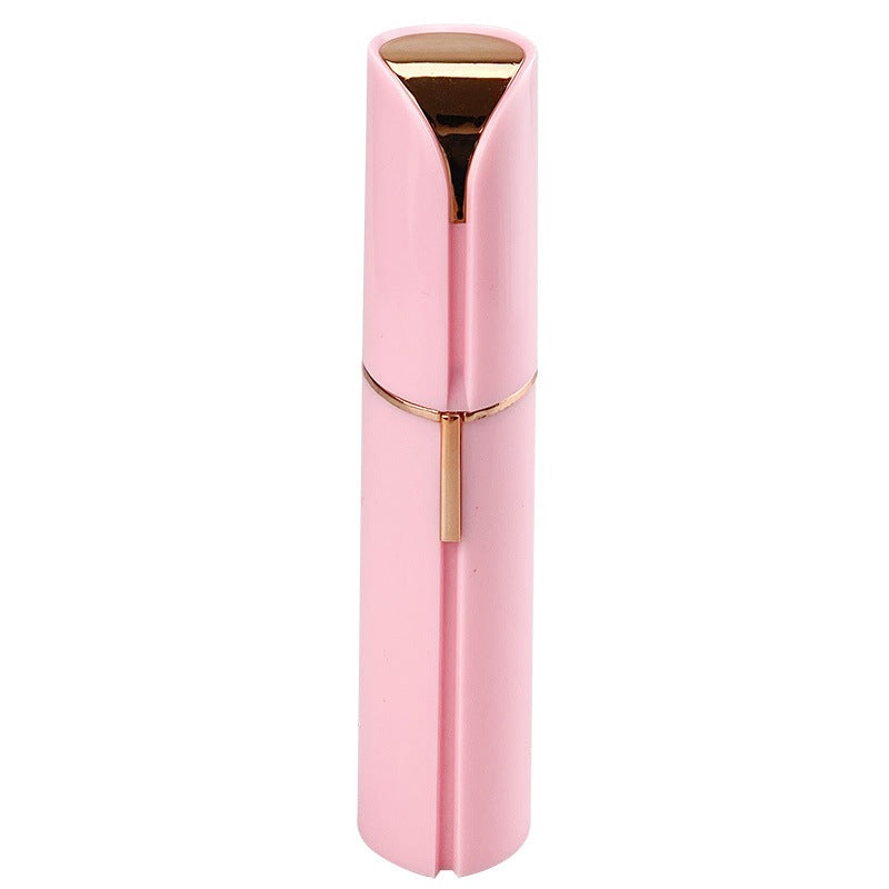 Rose gold facial hair remover head with rotating circular trimming blades