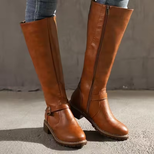 Bersh | Boots For Women | Knee High Flat Heel With Buckle Strap