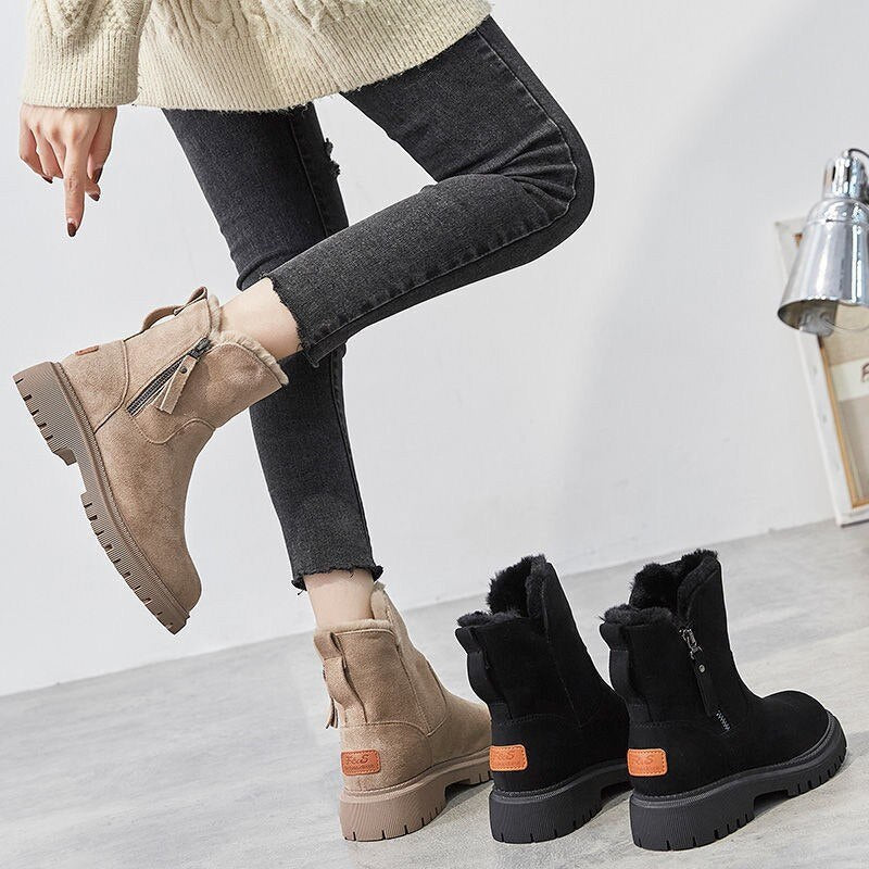 Inspire | Women's Round Toe Ankle Boots - Side Zip Casual Booties