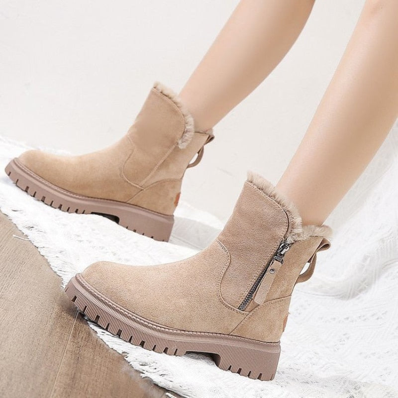 Inspire | Women's Round Toe Ankle Boots - Side Zip Casual Booties