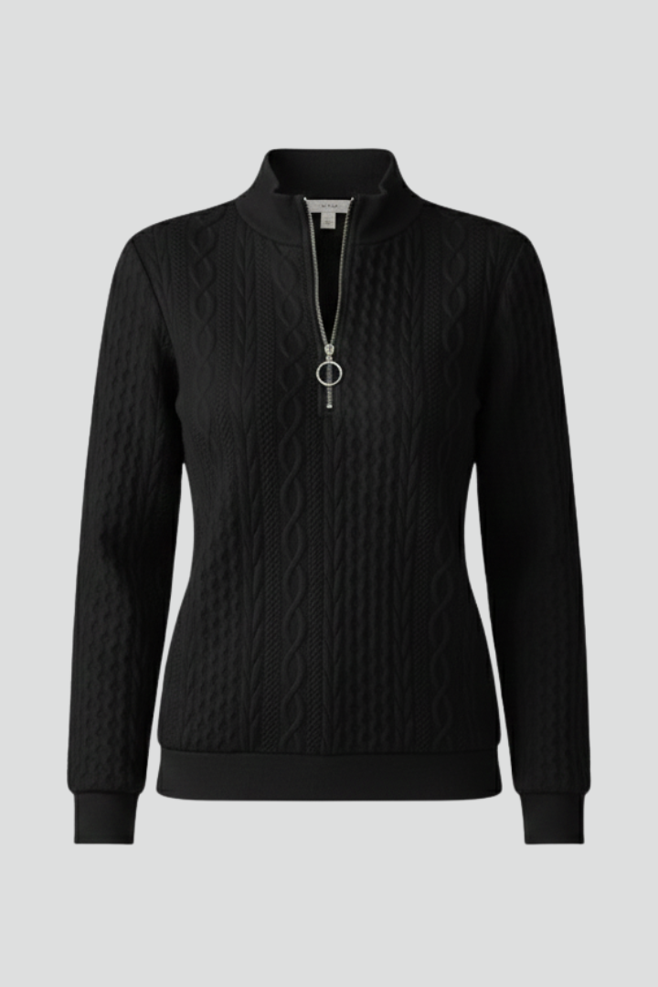 Damaris | Women’s Jumper with Zip Neck and Cable Knit Texture