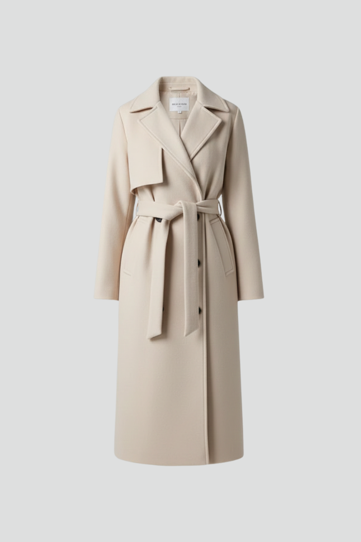 Pamelo | Women's Double Breasted Long Coat - Wool Blend Trench Overcoat & Warm Winter Peacoat
