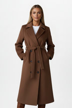 Pamelo | Women's Double Breasted Long Coat - Wool Blend Trench Overcoat & Warm Winter Peacoat