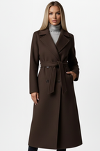 Pamelo | Women's Double Breasted Long Coat - Wool Blend Trench Overcoat & Warm Winter Peacoat