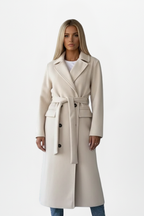 Pamelo | Women's Double Breasted Long Coat - Wool Blend Trench Overcoat & Warm Winter Peacoat