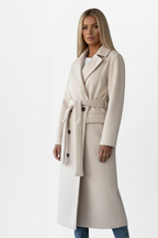 Pamelo | Women's Double Breasted Long Coat - Wool Blend Trench Overcoat & Warm Winter Peacoat