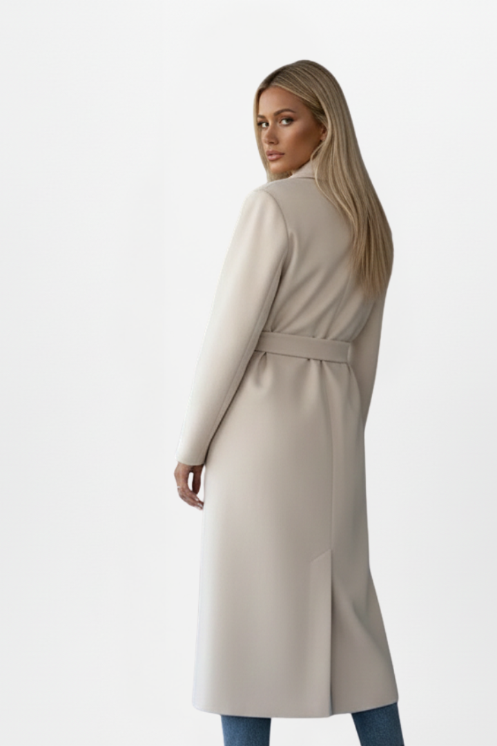 Pamelo | Women's Double Breasted Long Coat - Wool Blend Trench Overcoat & Warm Winter Peacoat