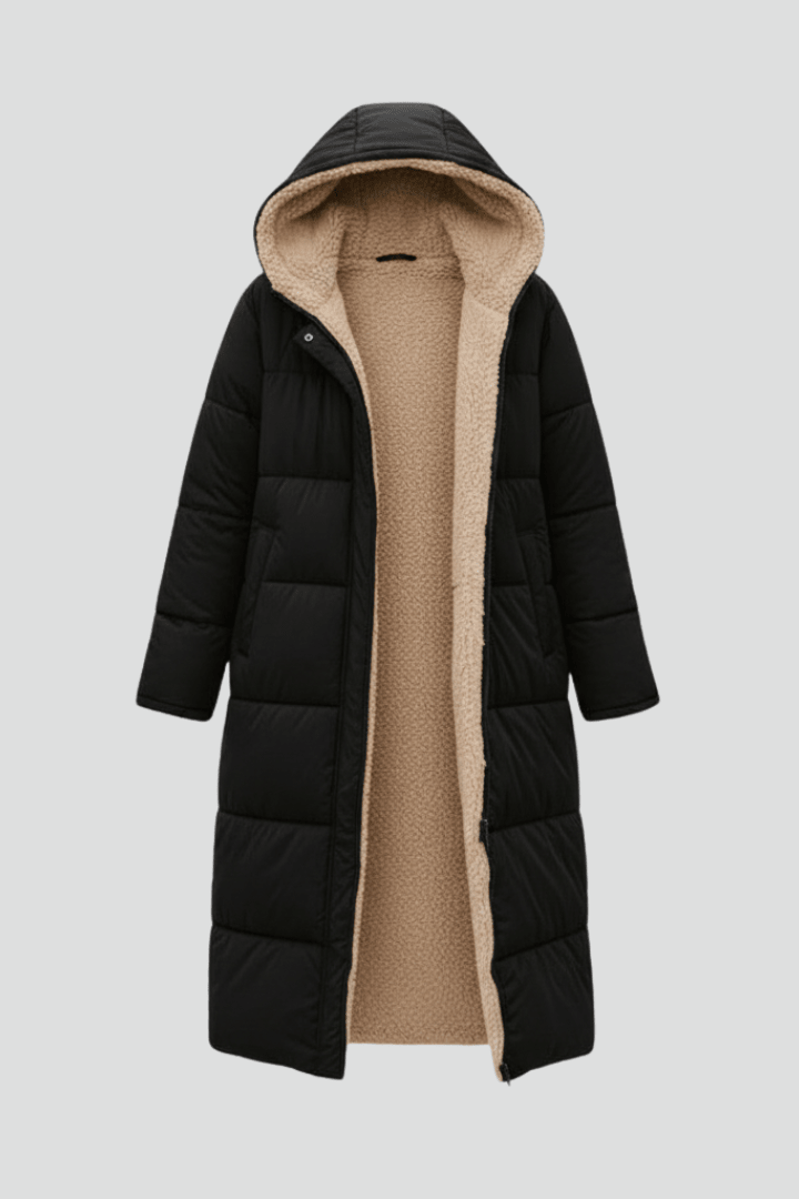 Dôre | Women's Hooded Longline Puffer Coat - Maxi Quilted Down Parka & Warm Winter Jacket