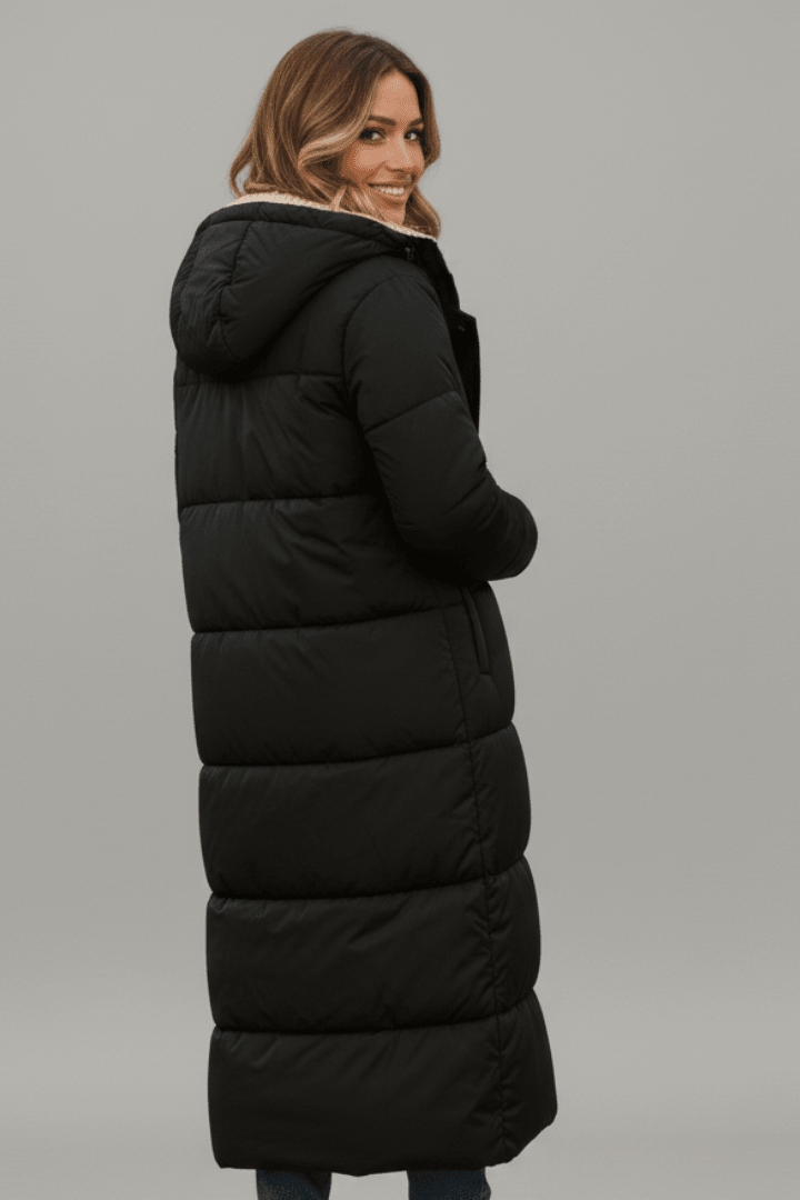 Dôre | Women's Hooded Longline Puffer Coat - Maxi Quilted Down Parka & Warm Winter Jacket