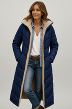 Dôre | Women's Hooded Longline Puffer Coat - Maxi Quilted Down Parka & Warm Winter Jacket