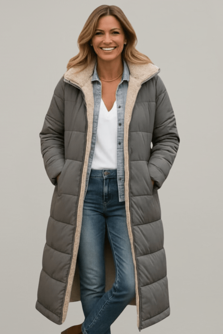 Dôre | Women's Hooded Longline Puffer Coat - Maxi Quilted Down Parka & Warm Winter Jacket