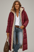 Dôre | Women's Hooded Longline Puffer Coat - Maxi Quilted Down Parka & Warm Winter Jacket