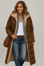 Dôre | Women's Hooded Longline Puffer Coat - Maxi Quilted Down Parka & Warm Winter Jacket
