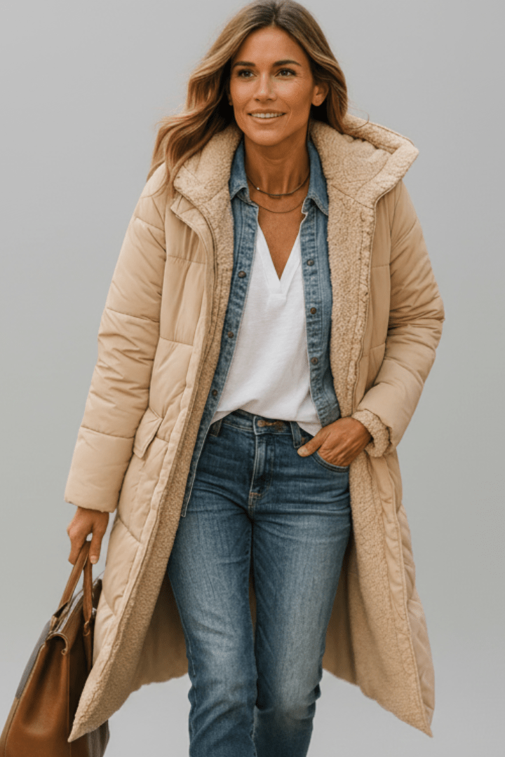 Dôre | Women's Hooded Longline Puffer Coat - Maxi Quilted Down Parka & Warm Winter Jacket